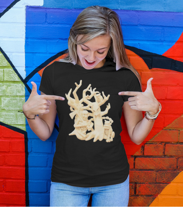 Spooky Woods Woodland Tree Creature With Owl And Frog T-Shirt