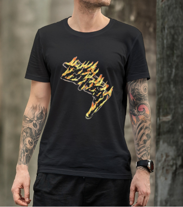 Stussy Burning Stock Flame Graphic Midnight T-Shirt