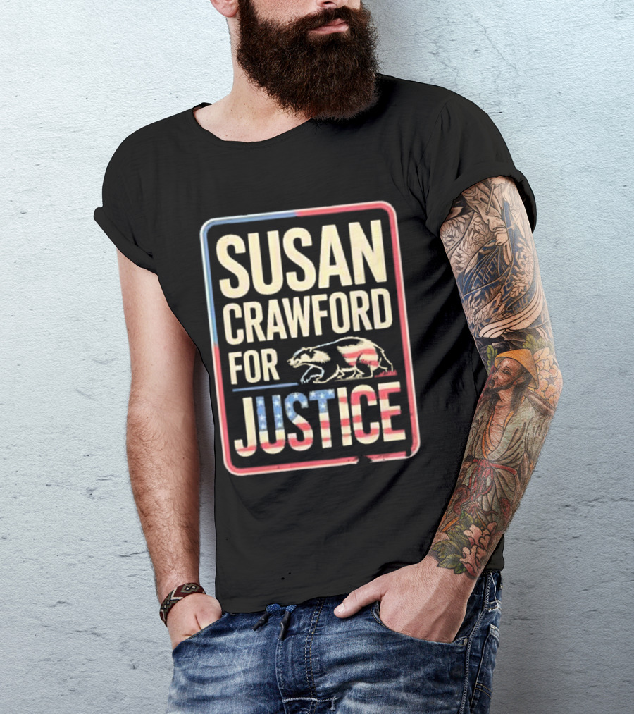 Susan Crawford For Justice Bear Flag Wisconsin 2025 T-Shirt