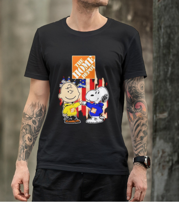 The Home Depot Charlie Brown Snoopy American Flag T-Shirt