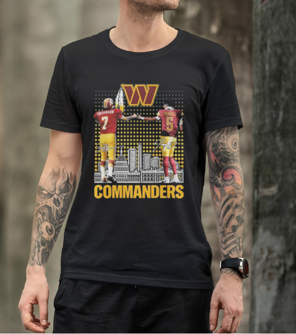 Commanders Theismann Daniels Football Signatures T-Shirt