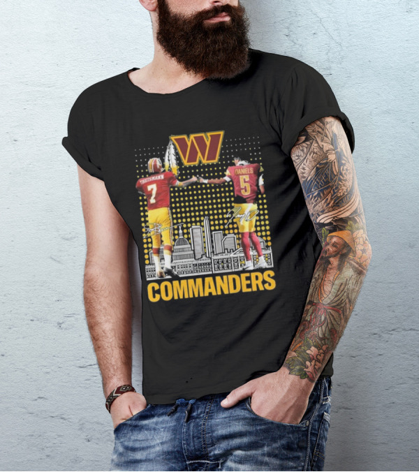 Commanders Theismann Daniels Football Signatures T-Shirt