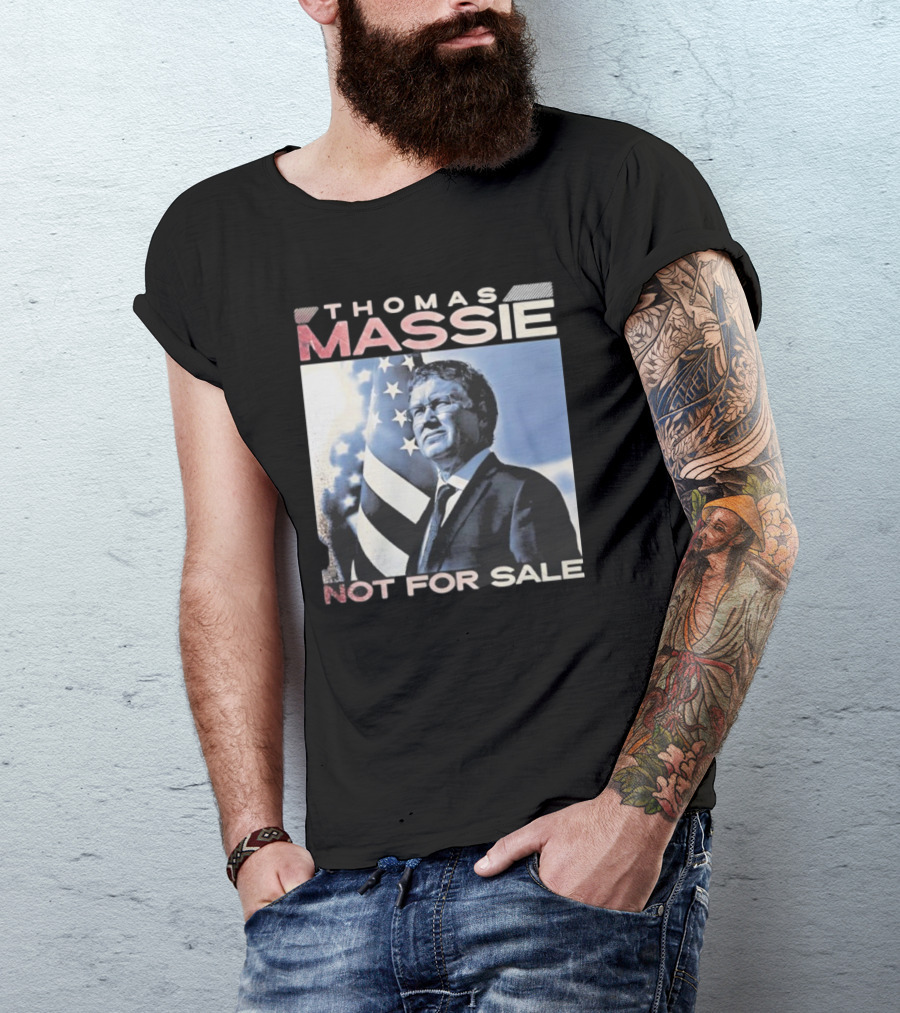 Thomas Massie Not For Sale American Flag Portrait T-Shirt
