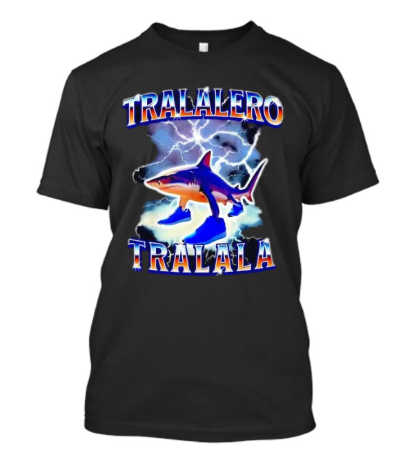 TRALALERO TRALALA Shark With Sneakers Lightning Background T-Shirt