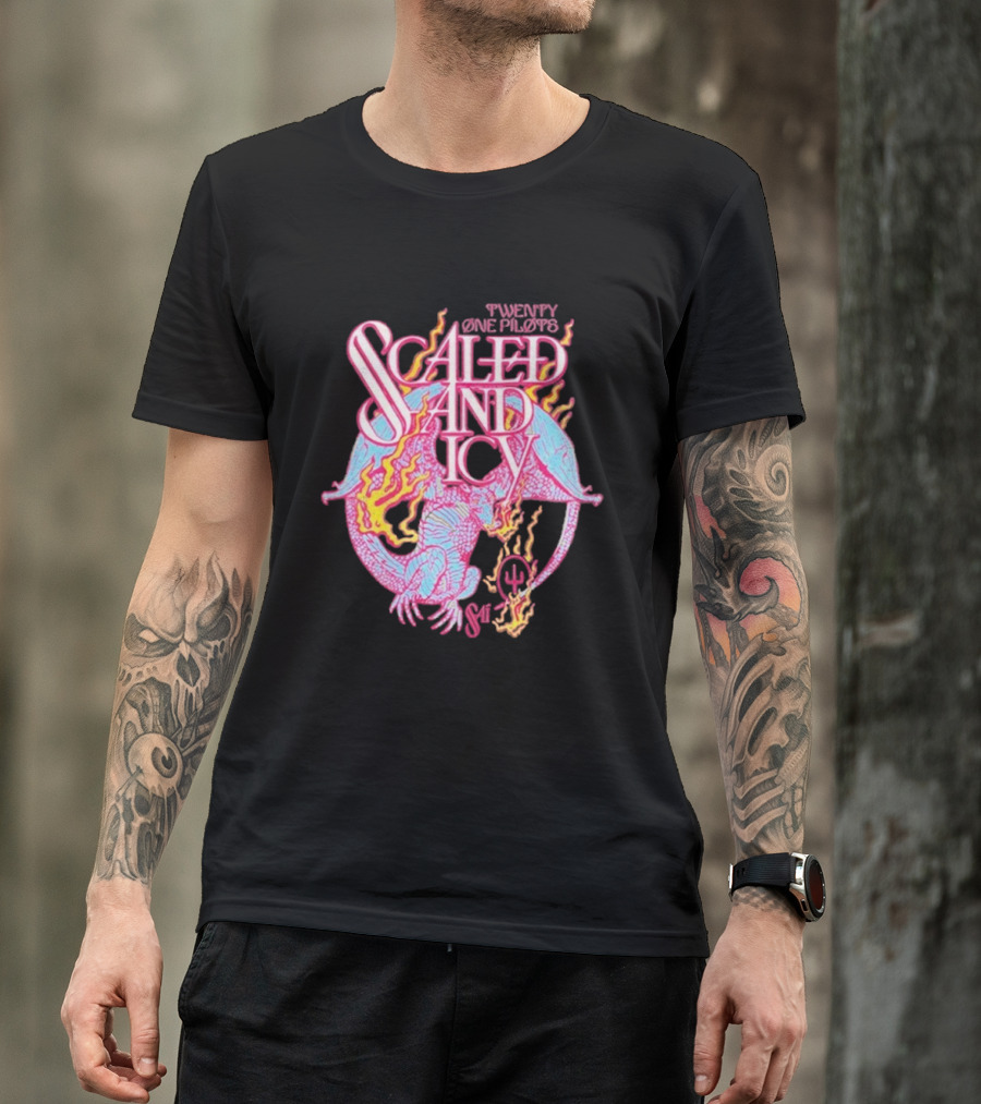 Twenty One Pilots Scaled And Icy Dragon Flame Artwork T-Shirt