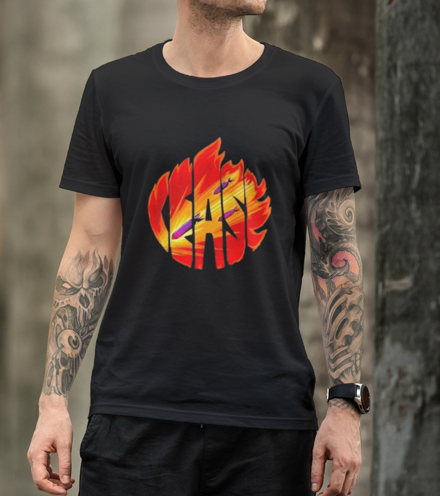 Cease Fire Flame Letters With Missiles T-Shirt