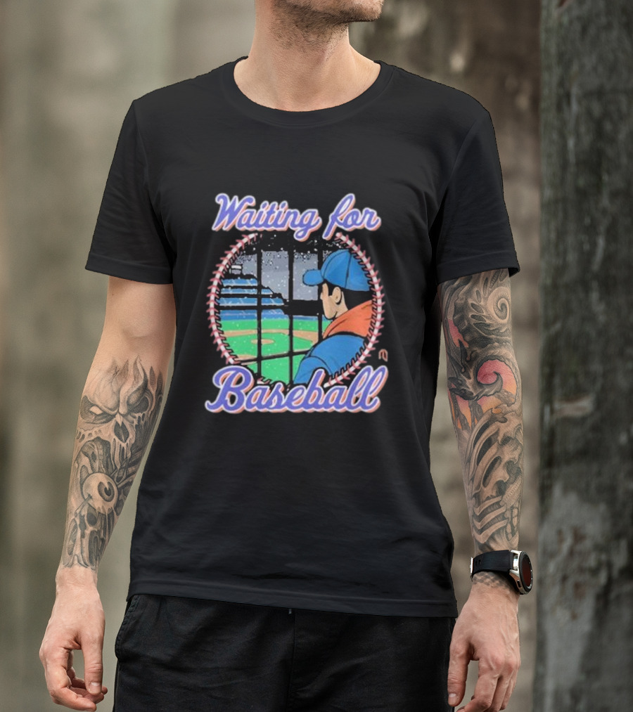 Waiting For Baseball Game Fan Looking Out Stadium Window T-Shirt