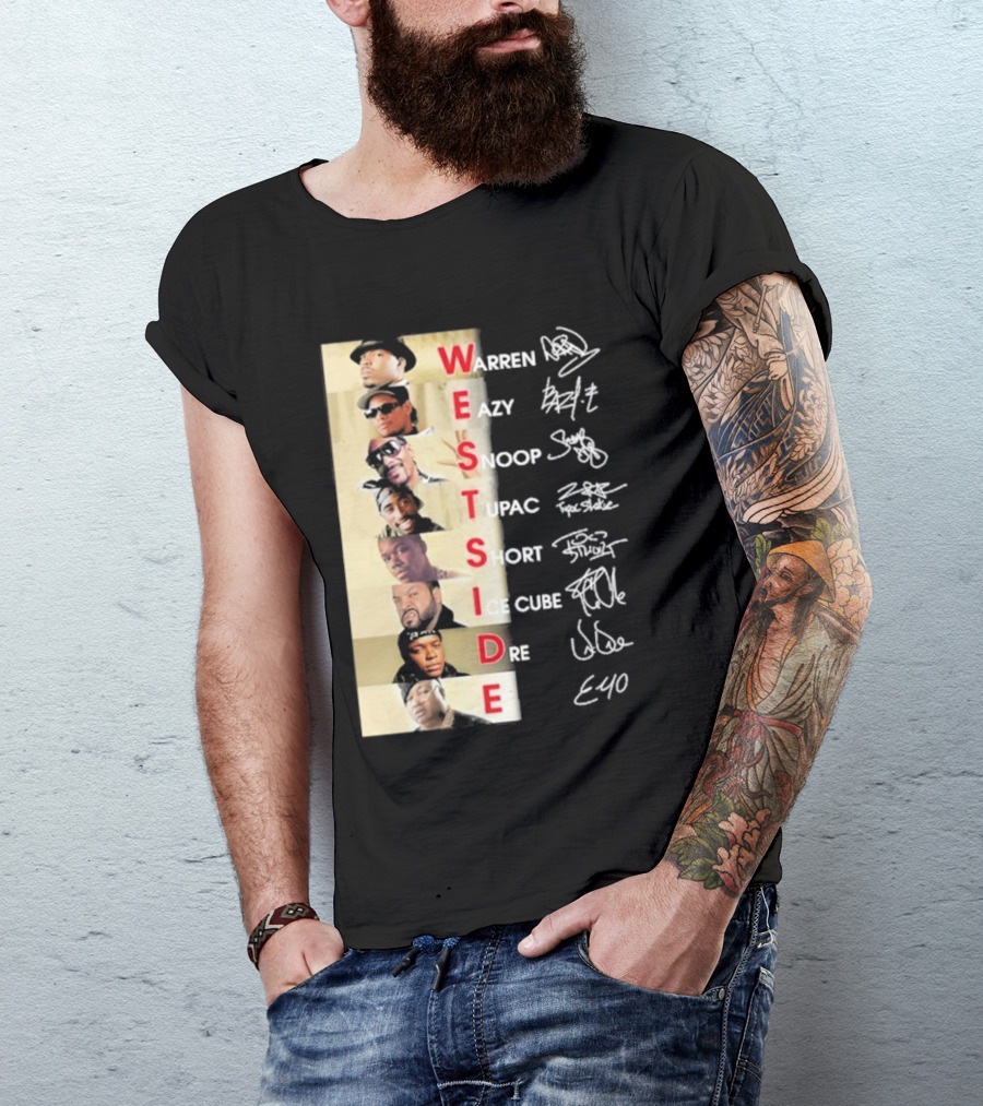 Warren Eazy Snoop Tupac Short Ice Cube Dre E40 Westside T-Shirt