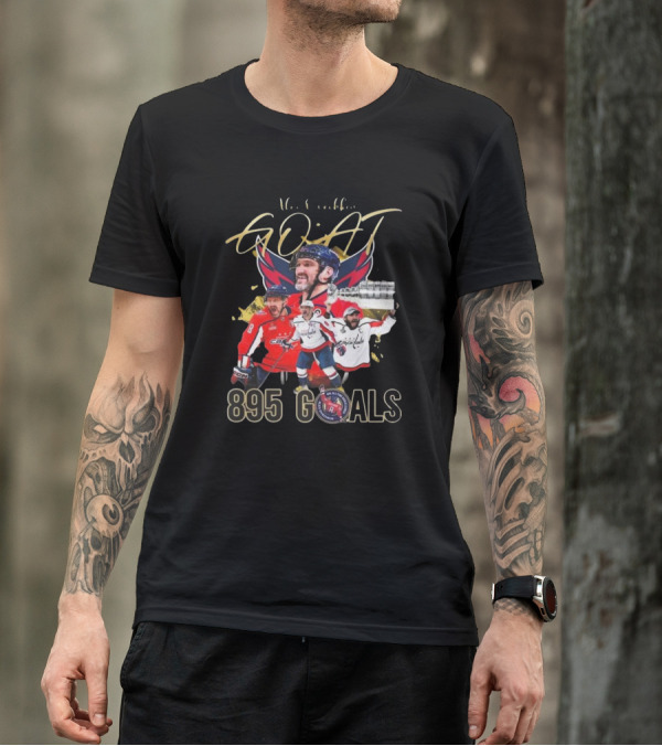 Washington Capitals NHL Alex Ovechkin GOAT 895 Goals Signature Collection T-Shirt