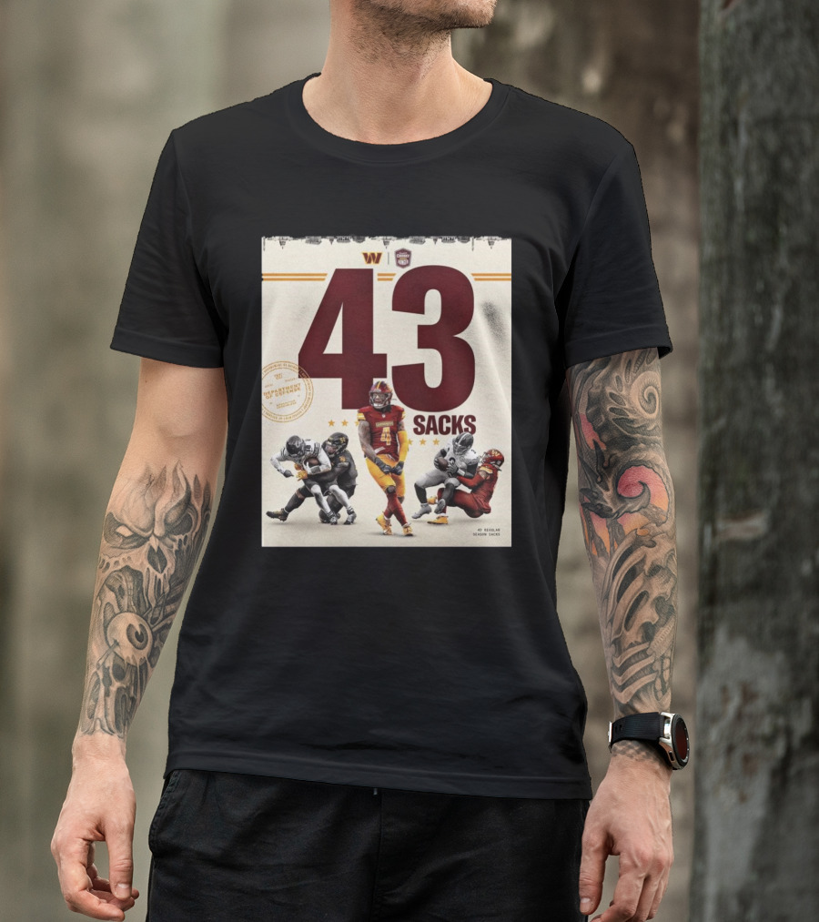 Washington Commanders 43 Sacks Chunky Sacks Hunger Program T-Shirt