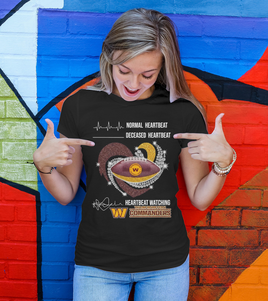 Washington Commanders Faster Heartbeat When Ing Football Diamond Heart T-Shirt