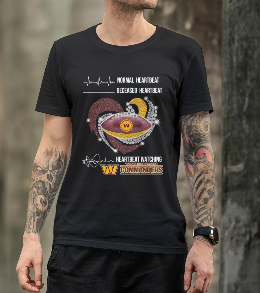 Washington Commanders Faster Heartbeat When Ing Football Diamond Heart T-Shirt