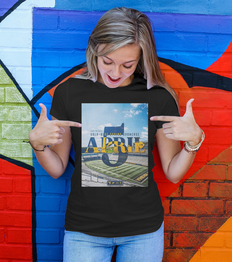 West Virginia Mountaineers Save The Date Gold Blue Spring Showcase April 5 2025 1 PM T-Shirt