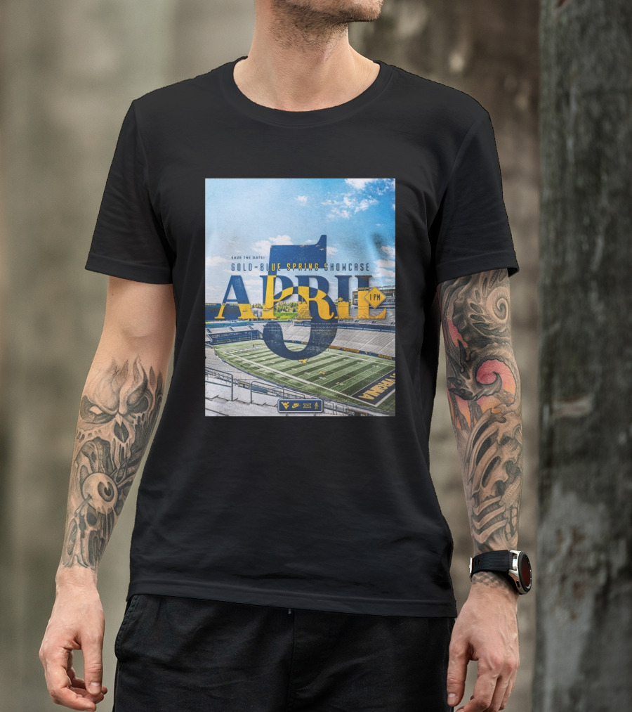 West Virginia Mountaineers Save The Date Gold Blue Spring Showcase April 5 2025 1 PM T-Shirt