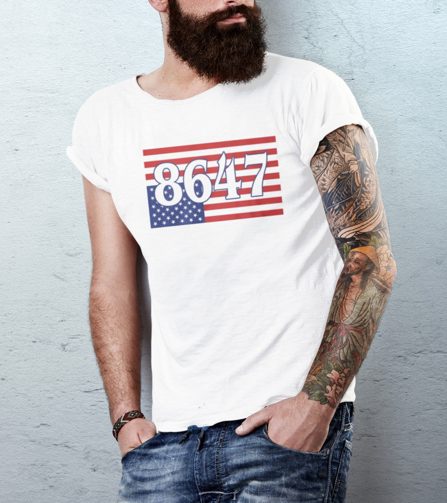 8647 American Flag Inverted Red Blue Stripes T-Shirt