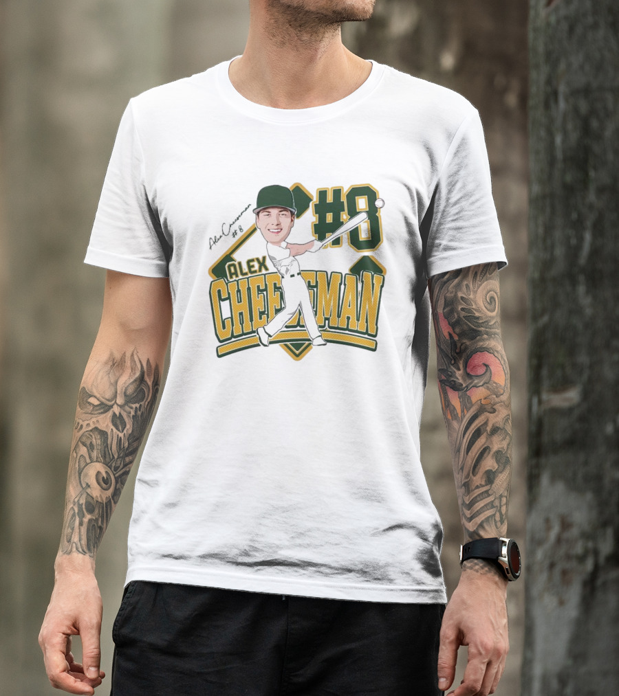 Alex Cheeseman #8 Baseball Caricature 2025 T-Shirt