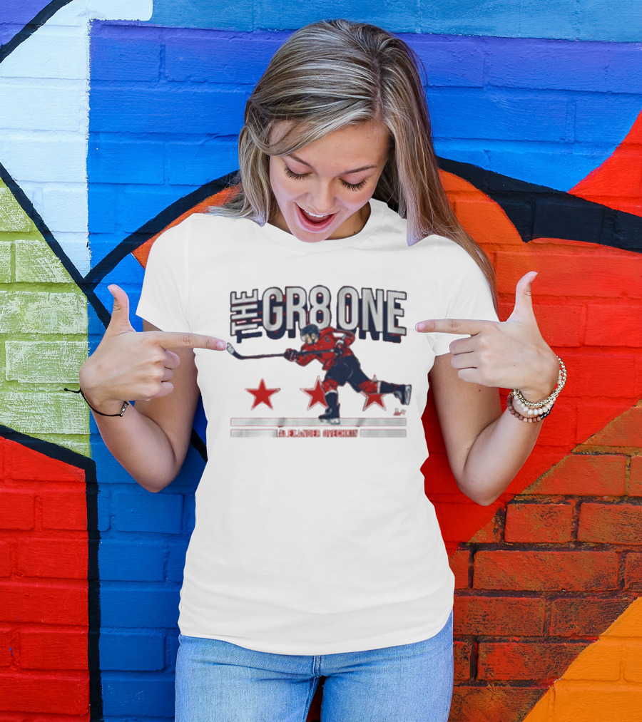 The GR8 One Alexander Ovechkin Hockey Player With Stars And Stick T-Shirt