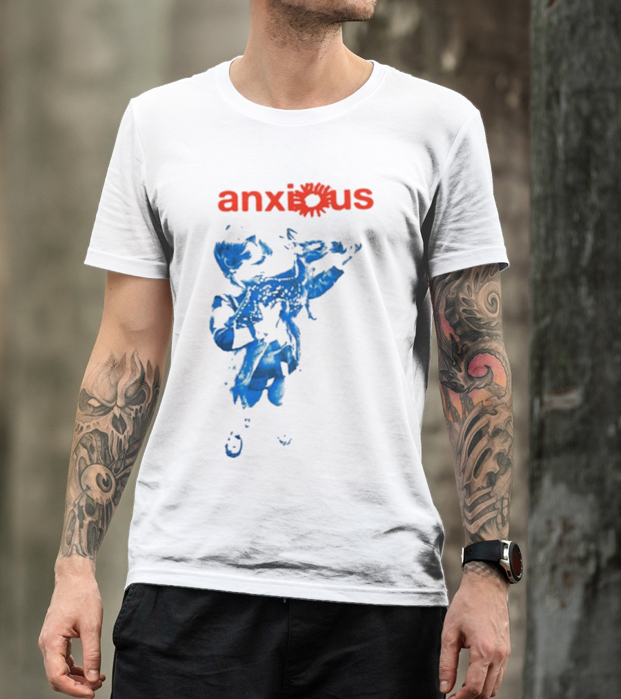 Anxious Blue Abstract Deer Kid T-Shirt