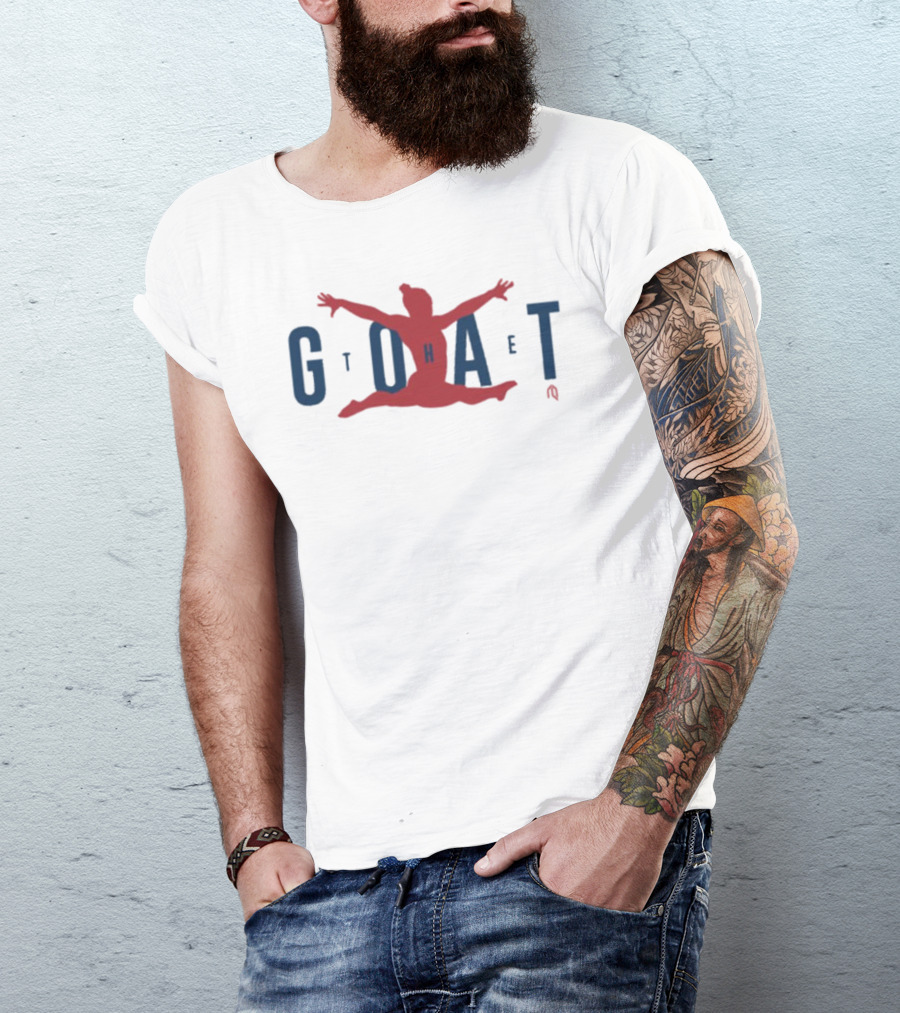 GOAT Gymnastics Athlete Jumping Through Letters T-Shirt