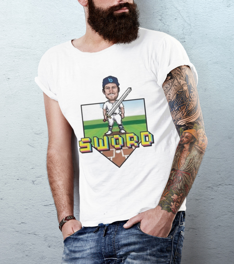 Pixelated Baseball Player Sword Bauer Outage T-Shirt