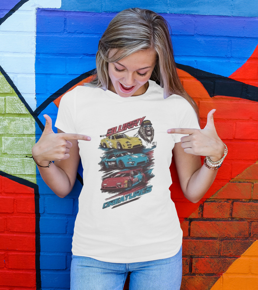 Blurry Creatures Talladega Blur Racing Cars Lion T-Shirt