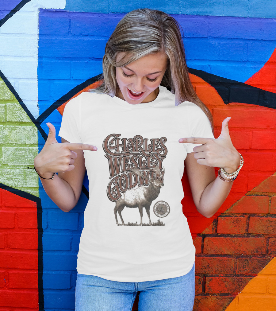 Charles Wesley Godwin Elk Lonely Mountain Town T-Shirt