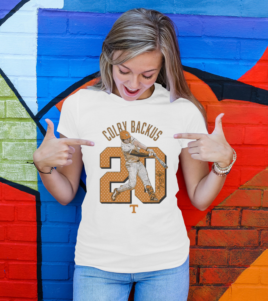 Colby Backus 20 Tennessee Vols NCAA Baseball Signature T-Shirt