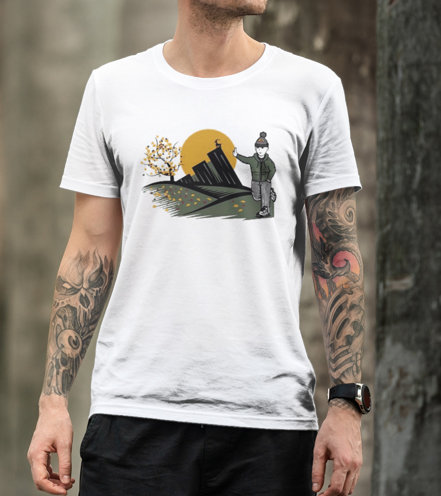 Daft Laddie Autumn Outdoors Skyline With Person Walking T-Shirt