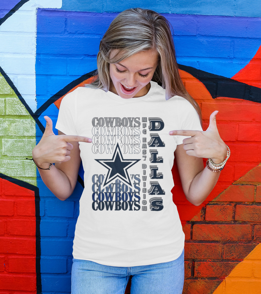 Dallas Cowboys NFC East Division Star Graphics Cowboys Text Pattern T-Shirt