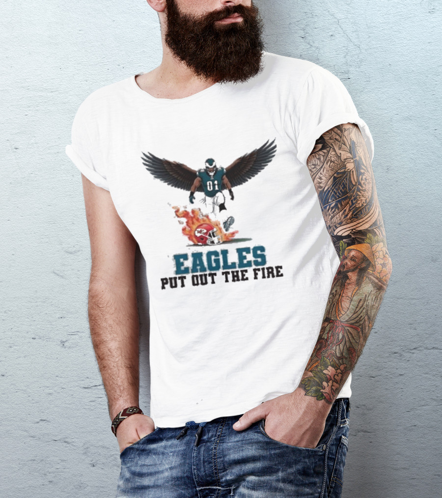Eagles 01 Player Crushes Flaming Helmet T-Shirt