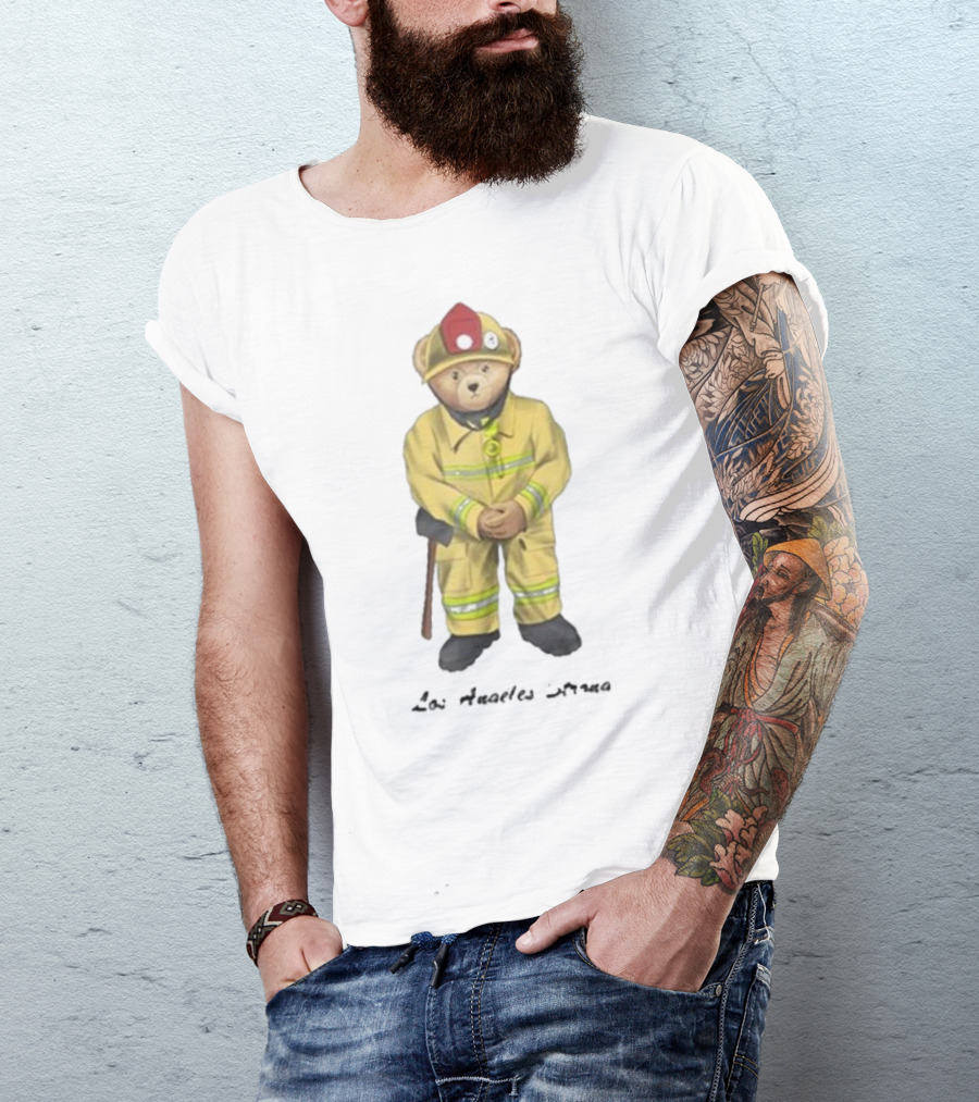 Firefighter Bear Standing In Uniform With Axe T-Shirt