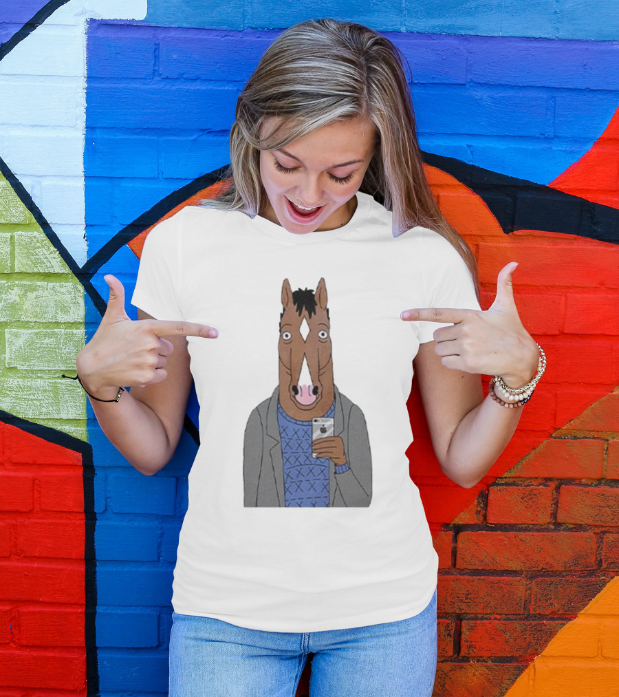 Bojack Horseman Horse Head Selfie Smartphone Humor T-Shirt