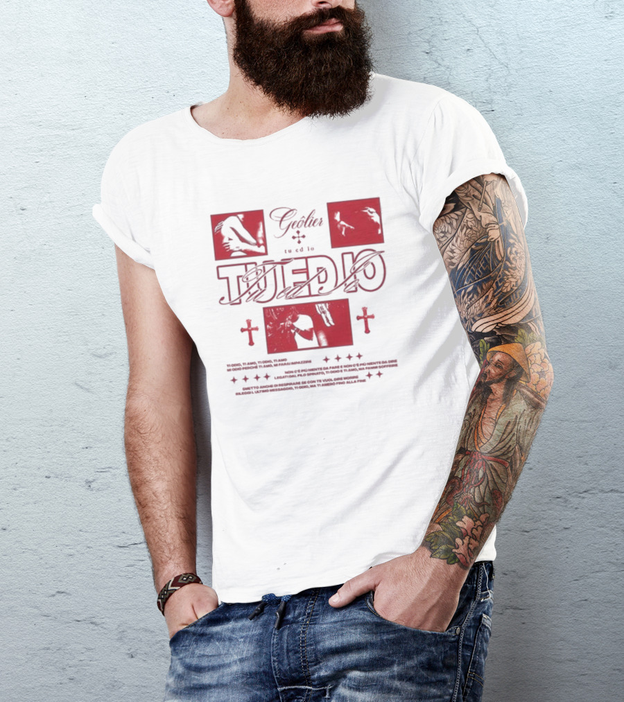 Tu Ed Io Geolier Iconic Visual Elements And Text T-Shirt