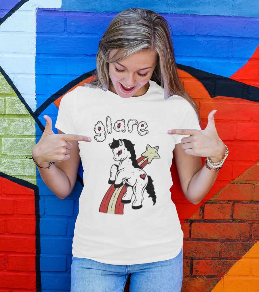 Glare Unicorn Heart Rainbow Star Ringer T-Shirt