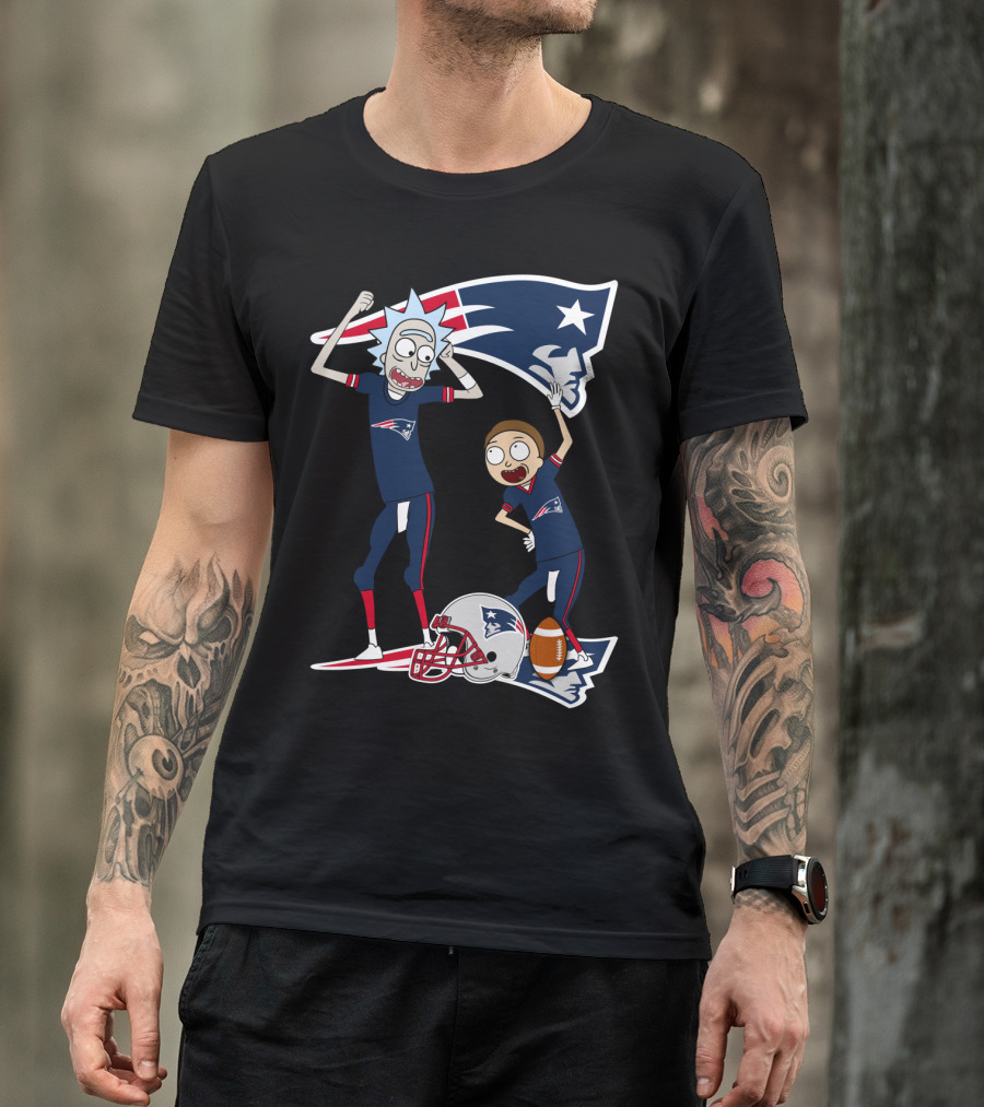 Rick And Morty New England Patriots NFL Crossover T-Shirt
