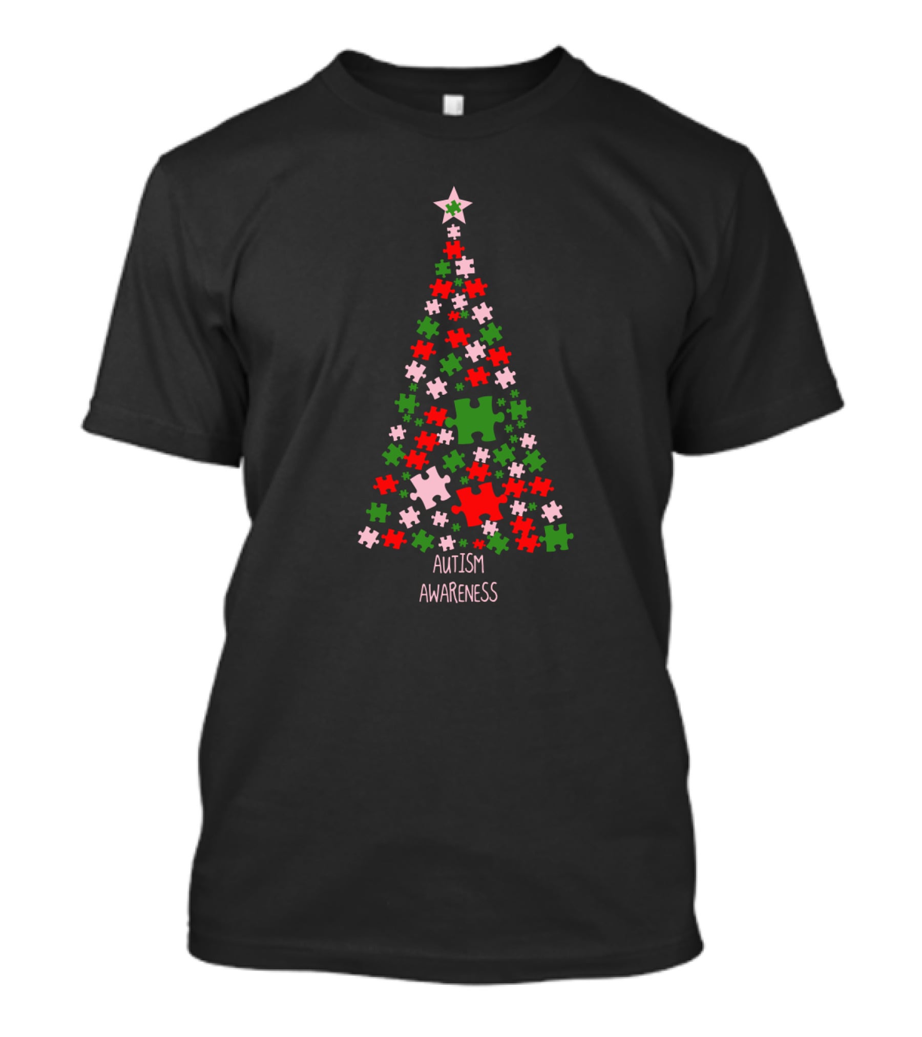 Autism Awareness Puzzle Piece Christmas Tree T-Shirt