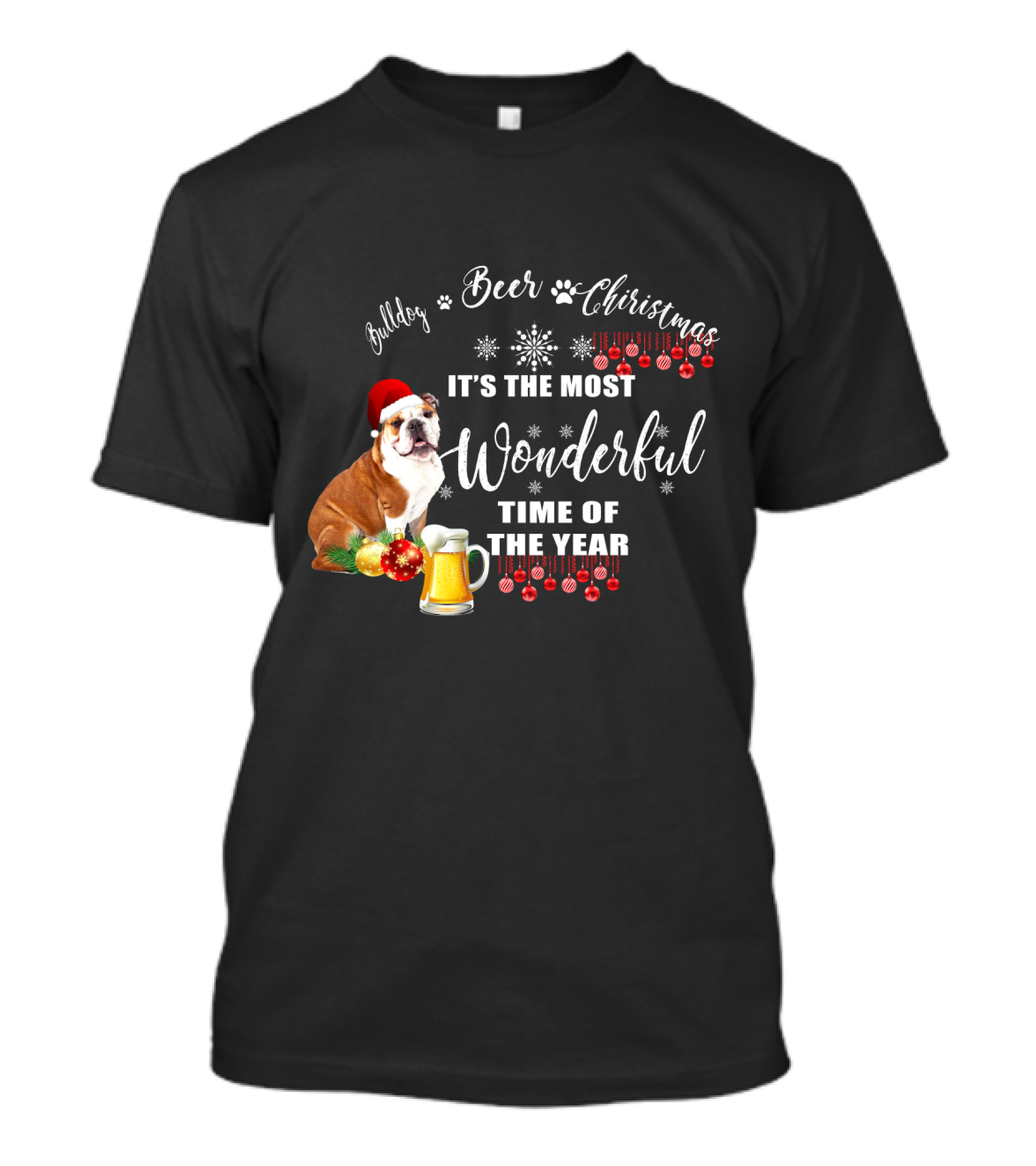 Bulldog Beer Christmas It's The Most Wonderful Time Of The Year T-Shirt