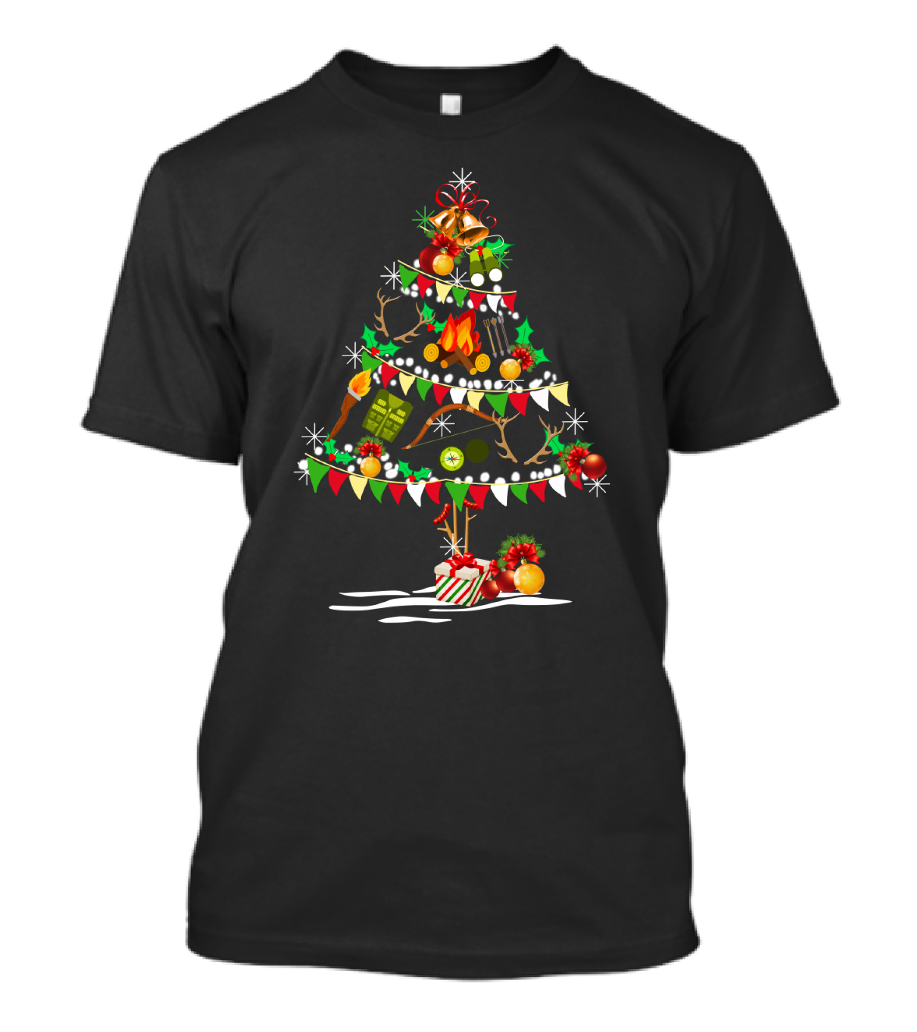Holiday Deer Christmas Tree with Hunting Ge...T-Shirt 