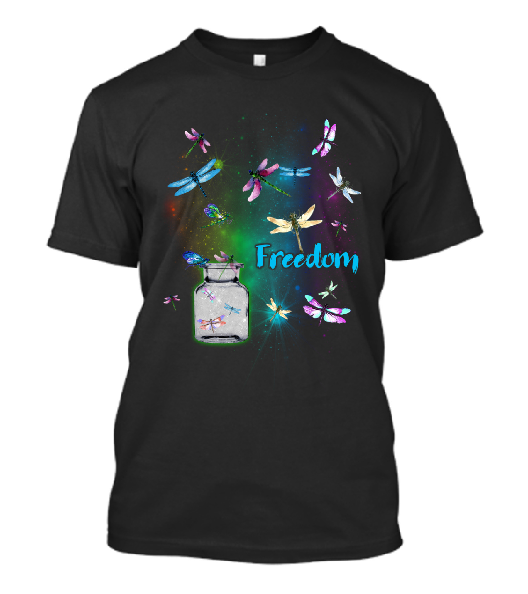 Freedom Dragonflies In A Jar Burst Of Colorful Flight T-Shirt