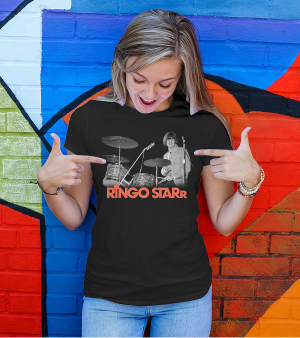 Ringo Starr Drummer Black And White Photo T-Shirt