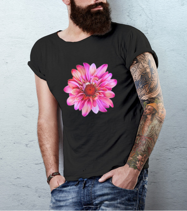 Fuchsia Sunflower Simple Floral Blossom With Vibrant Pink Petals T-Shirt