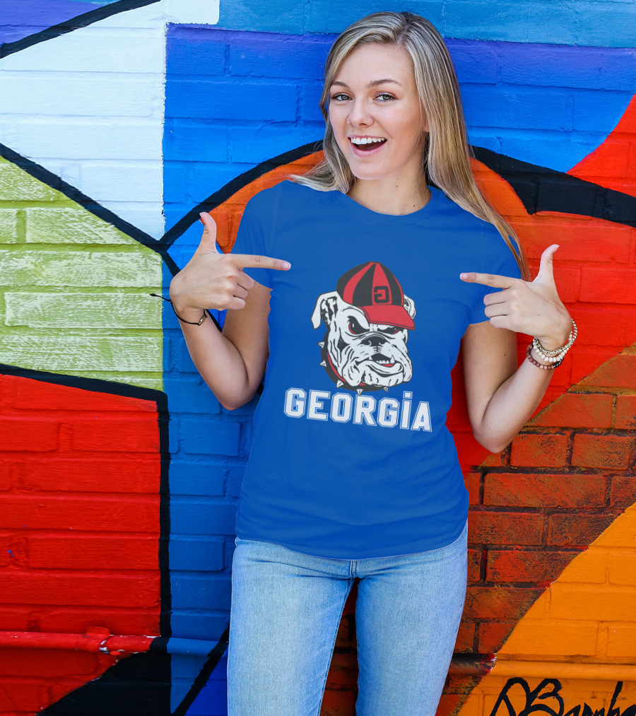 Georgia Bulldogs Vintage Red And Black Cap Bulldog T-Shirt