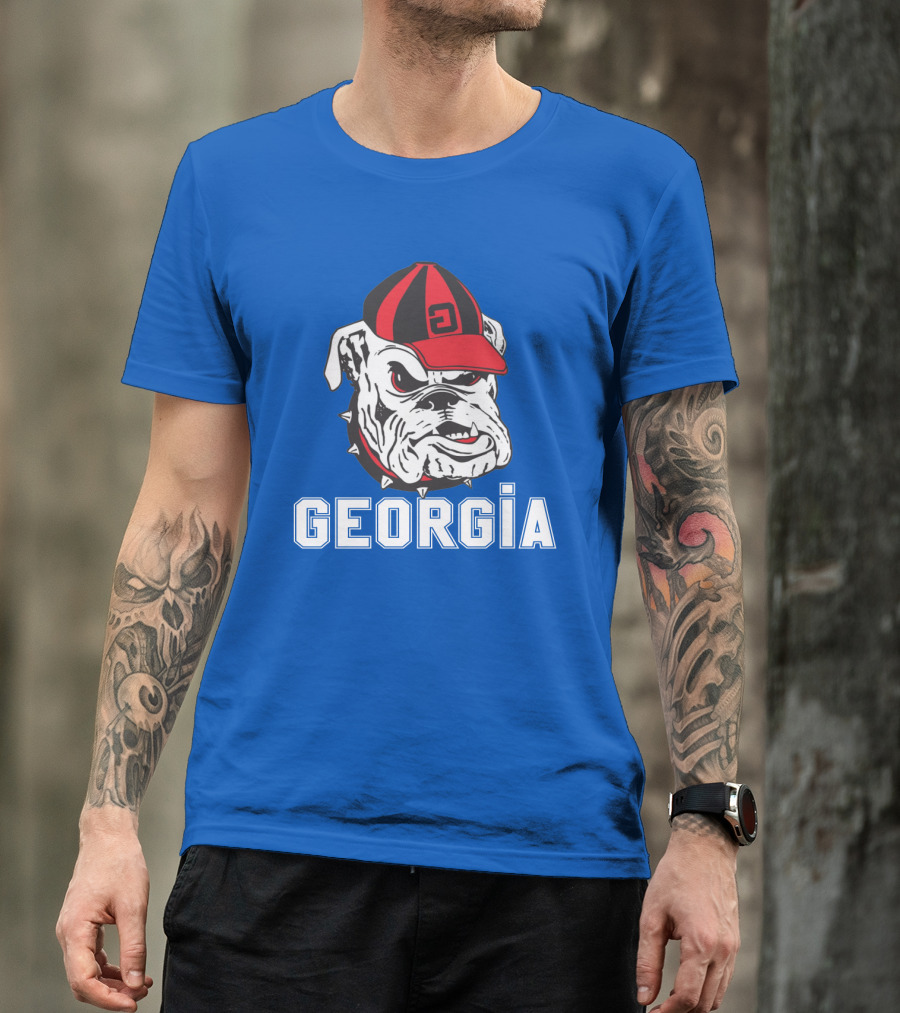 Georgia Bulldogs Vintage Red And Black Cap Bulldog T-Shirt