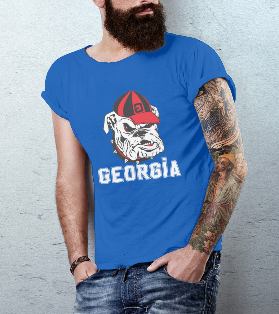 Georgia Bulldogs Vintage Red And Black Cap Bulldog T-Shirt
