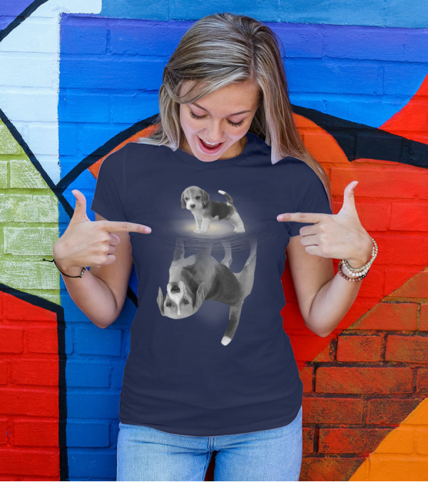 The Beagles Dog Humor Reflection Illusion For Funny Beagle Lovers T-Shirt