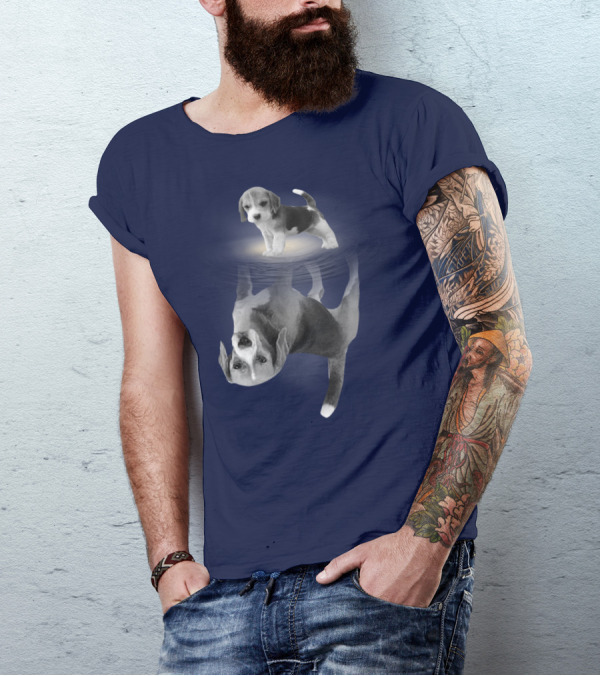 The Beagles Dog Humor Reflection Illusion For Funny Beagle Lovers T-Shirt