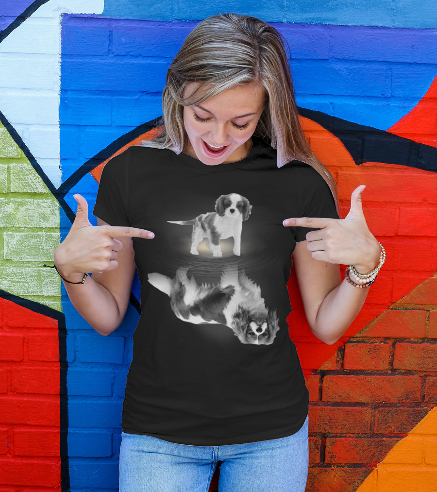 Cavalier King Charles Spaniel Reflection Art Photography T-Shirt