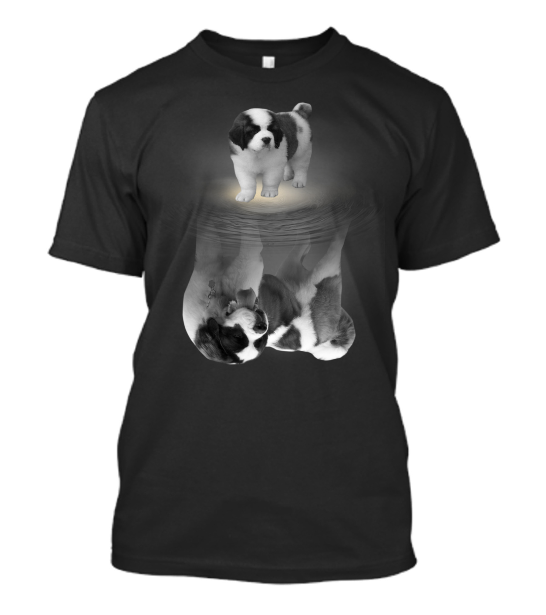 St. Bernard Puppy With Reflective Water Illusion T-Shirt