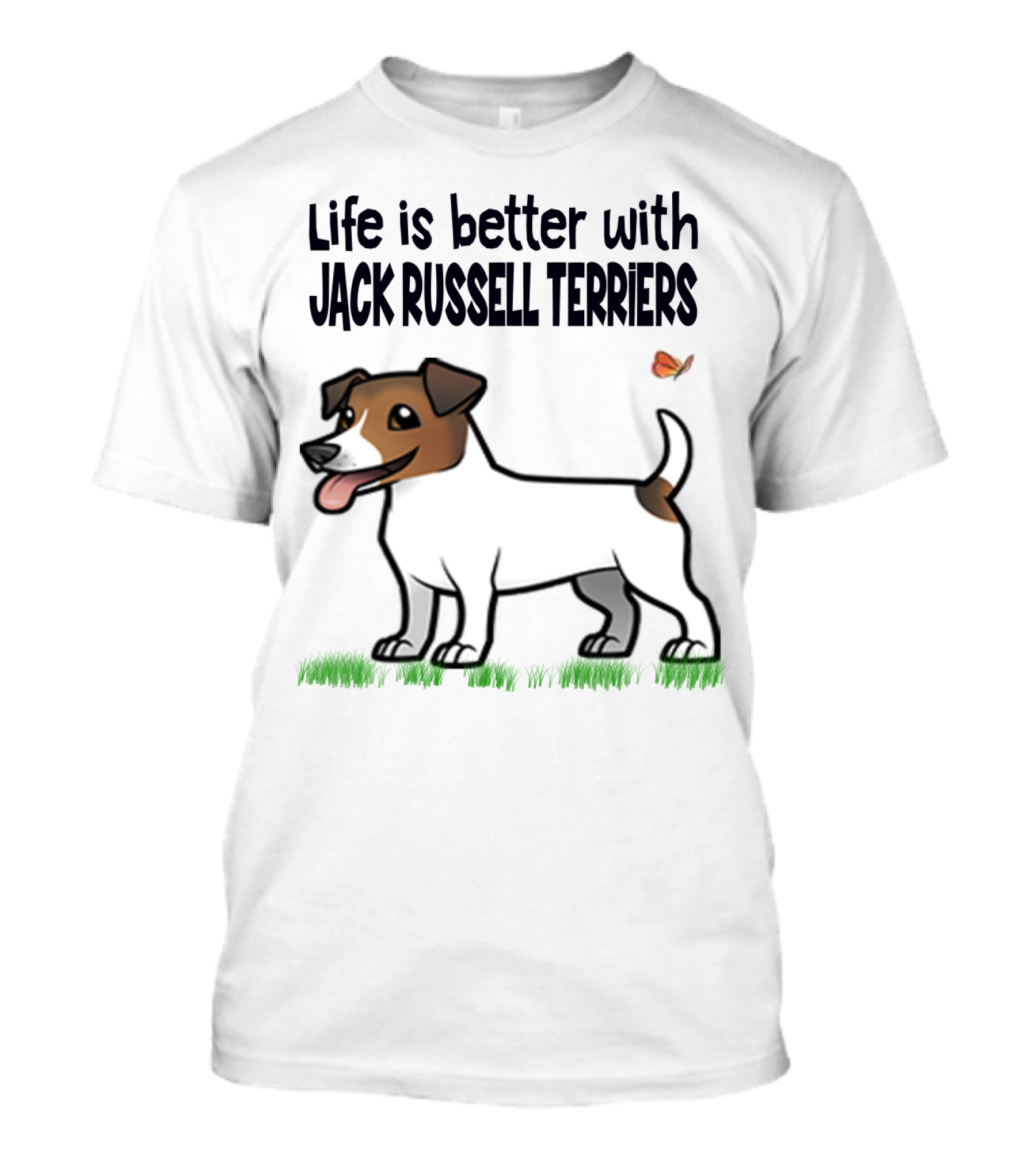 Life Is Better With Jack Russell Terriers Cute Dog And Butterfly T-Shirt