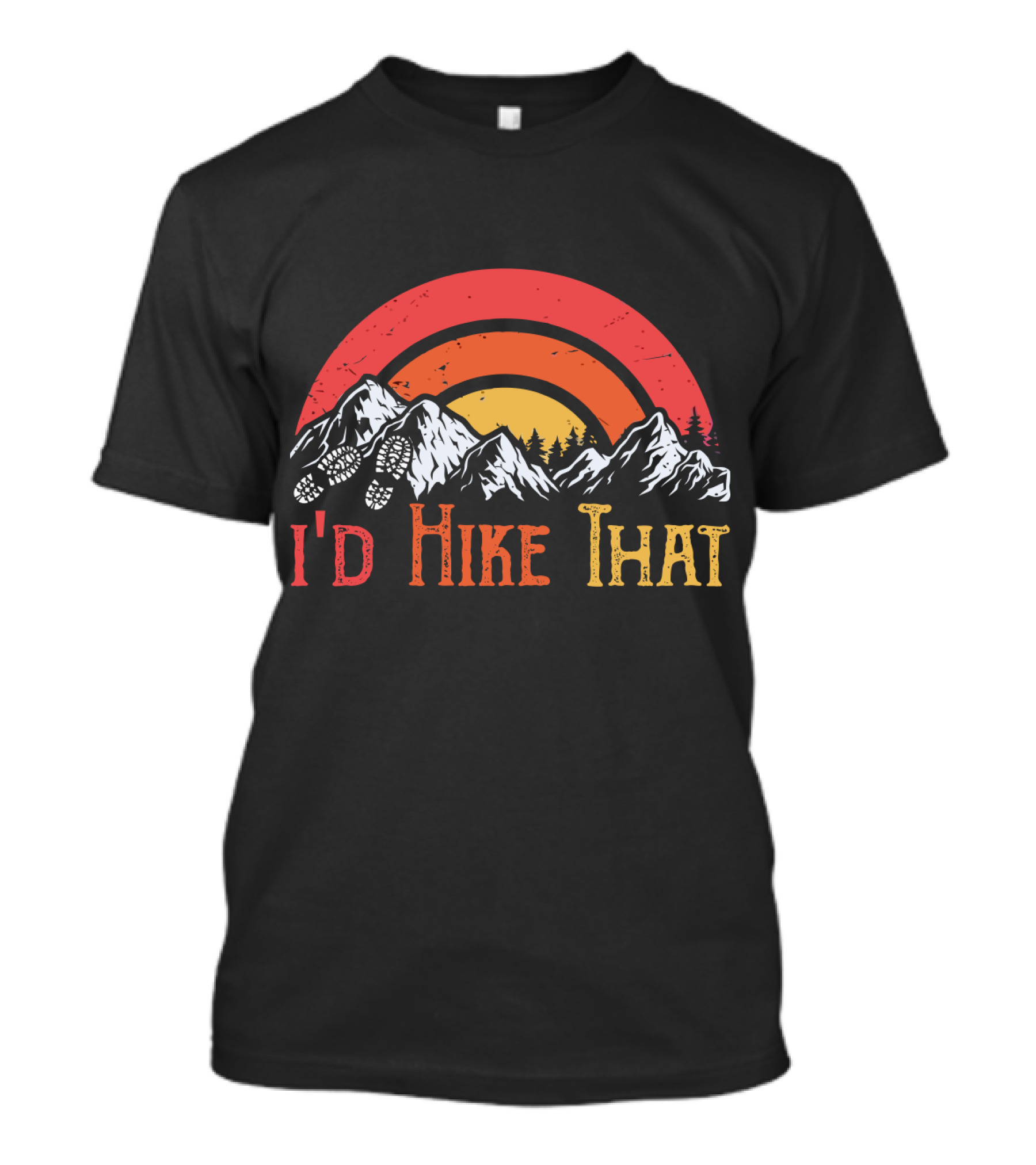 I’d Hike That Retro Mountain Sunset Hiking Scenery T-Shirt